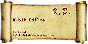 Kubik Dóra névjegykártya